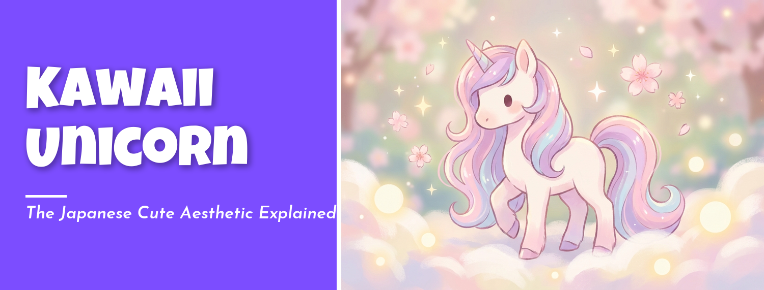 Kawaii unicorn guide explaining the Japanese cute aesthetic and pastel unicorn style