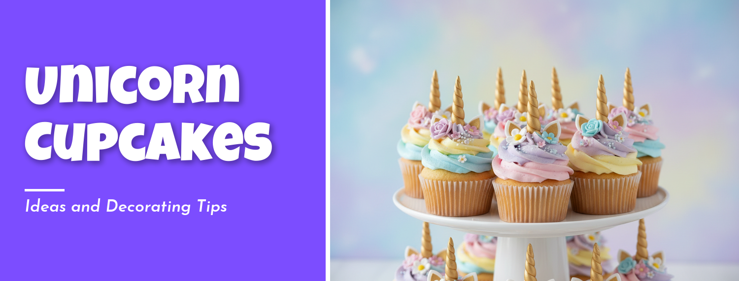 Unicorn cupcakes with pastel frosting and gold fondant horns