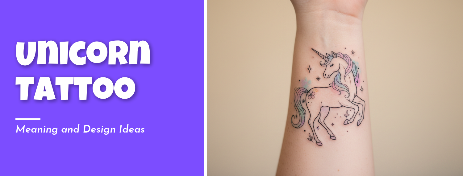 Fine line unicorn tattoo on a forearm