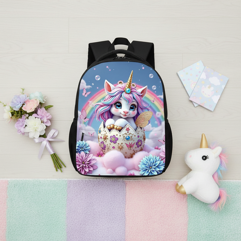 12 inch unicorn backpack toddler - flat-lay