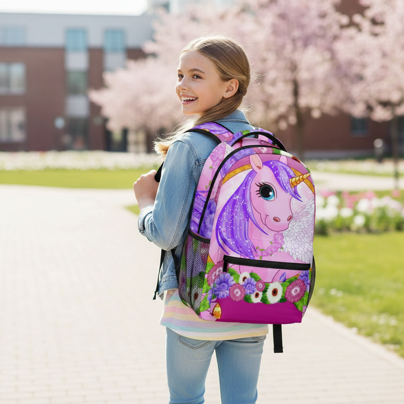 3d unicorn backpack - in-use