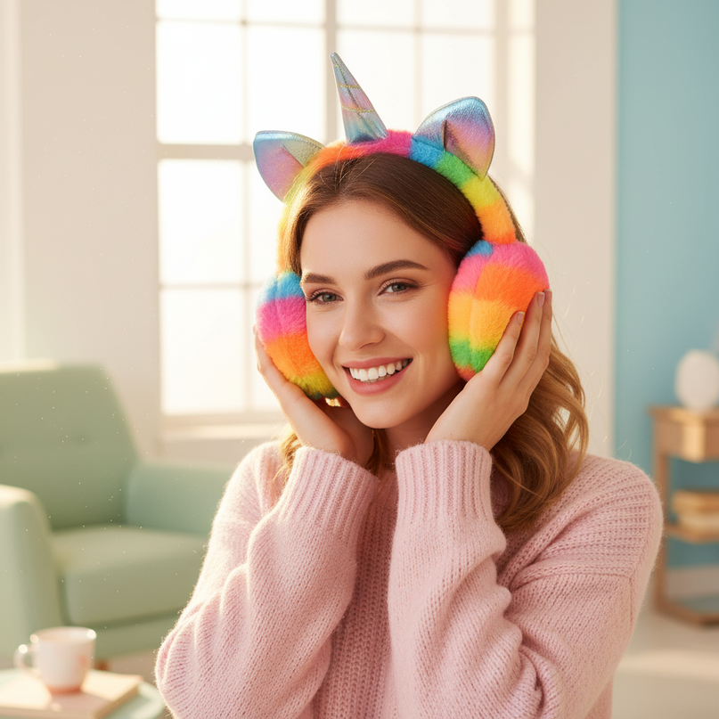 3d unicorn earmuffs - in-use