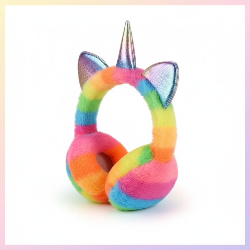 3d unicorn earmuffs - white-bg