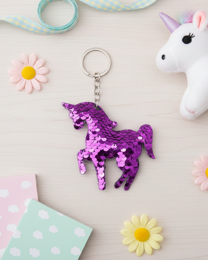 3d unicorn keychain - flat-lay