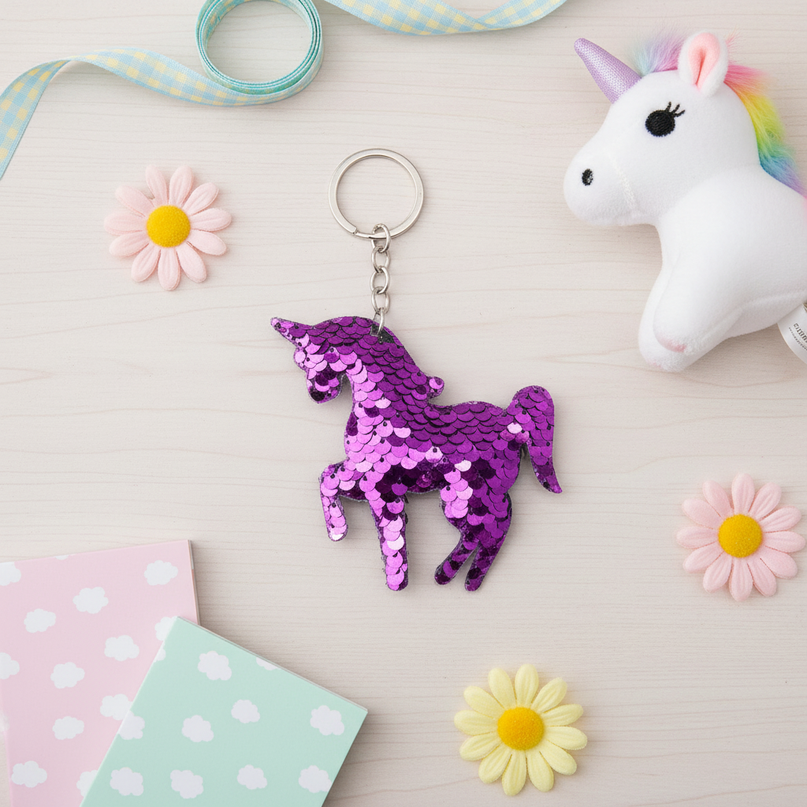 3d unicorn keychain - flat-lay