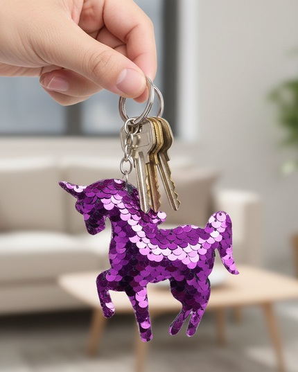 3d unicorn keychain - in-use