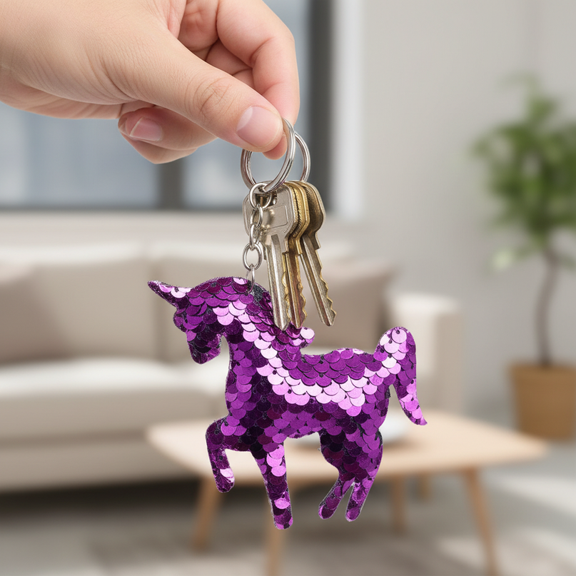 3d unicorn keychain - in-use