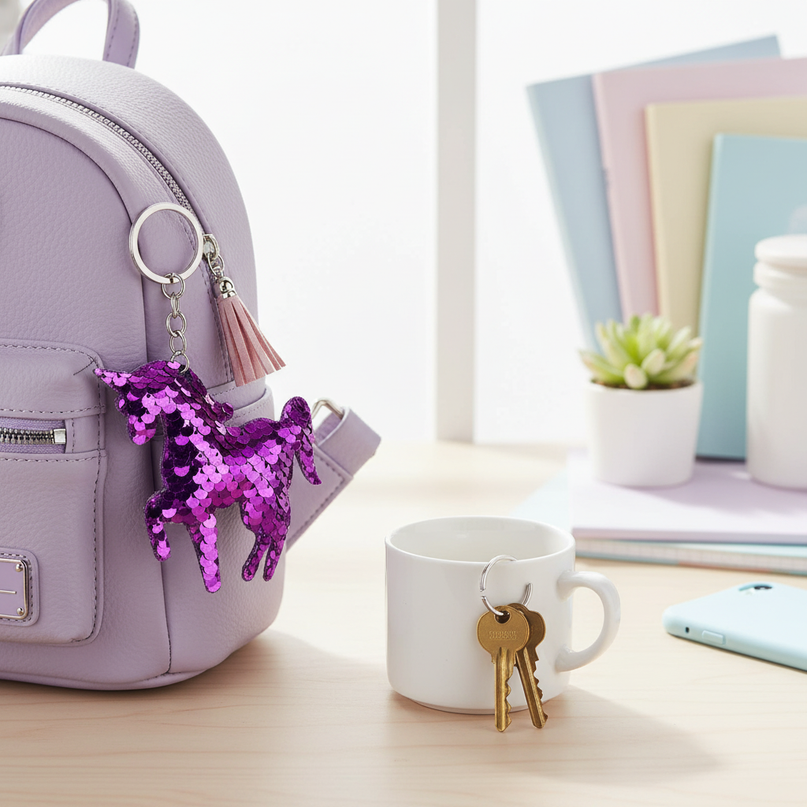 3d unicorn keychain - lifestyle