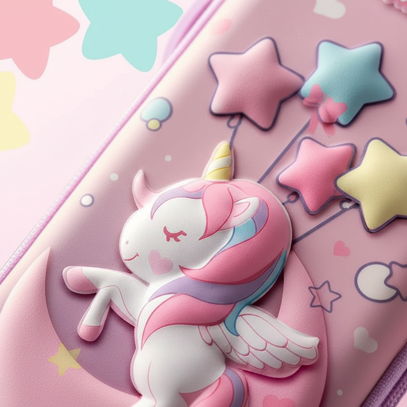 3d unicorn pencil case - detail