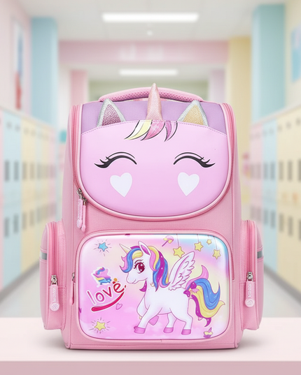 3d unicorn school backpack large pink - lifestyle
