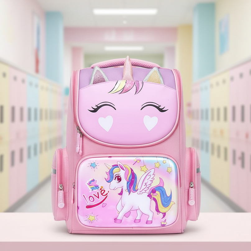 3d unicorn school backpack large pink - lifestyle