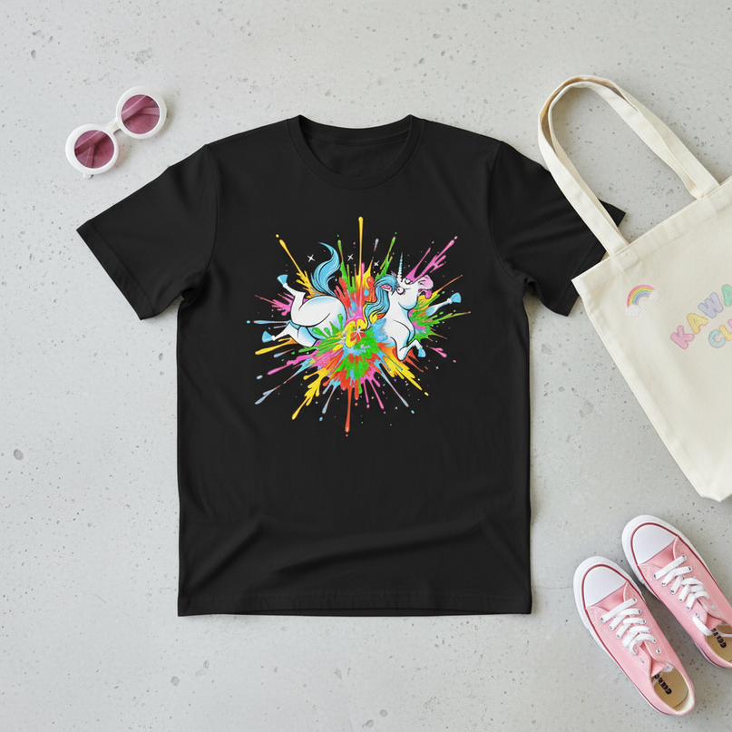 3d unicorn shirt - flat-lay