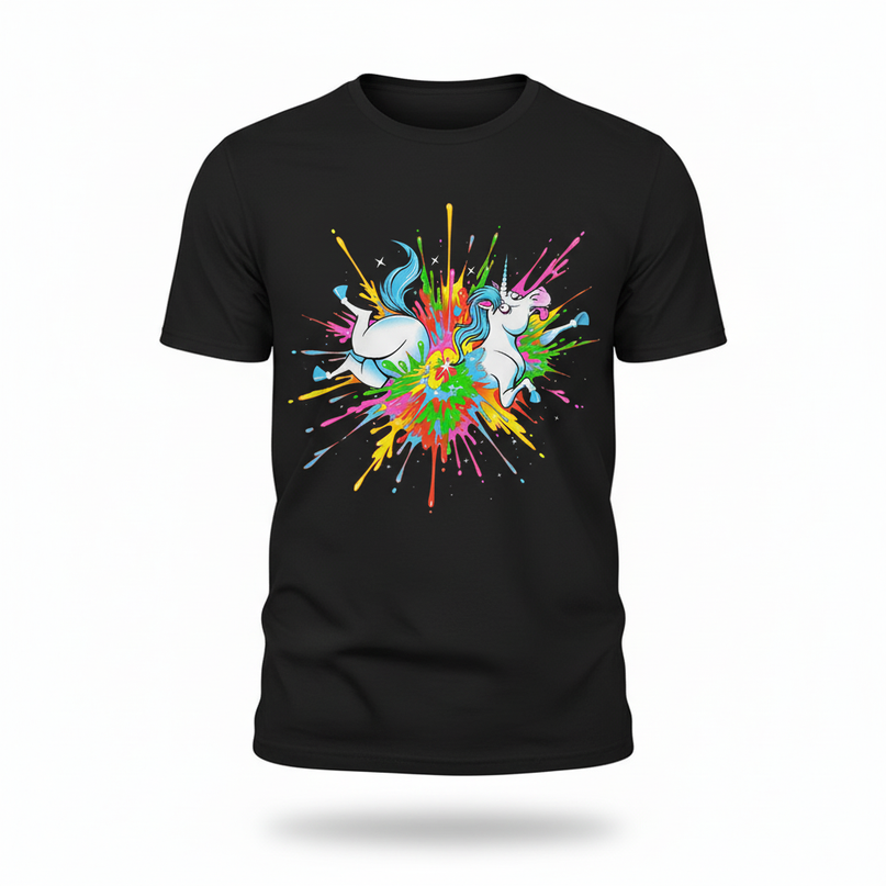 3d unicorn shirt - white-bg