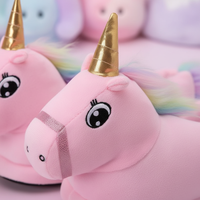 3d unicorn slippers - detail