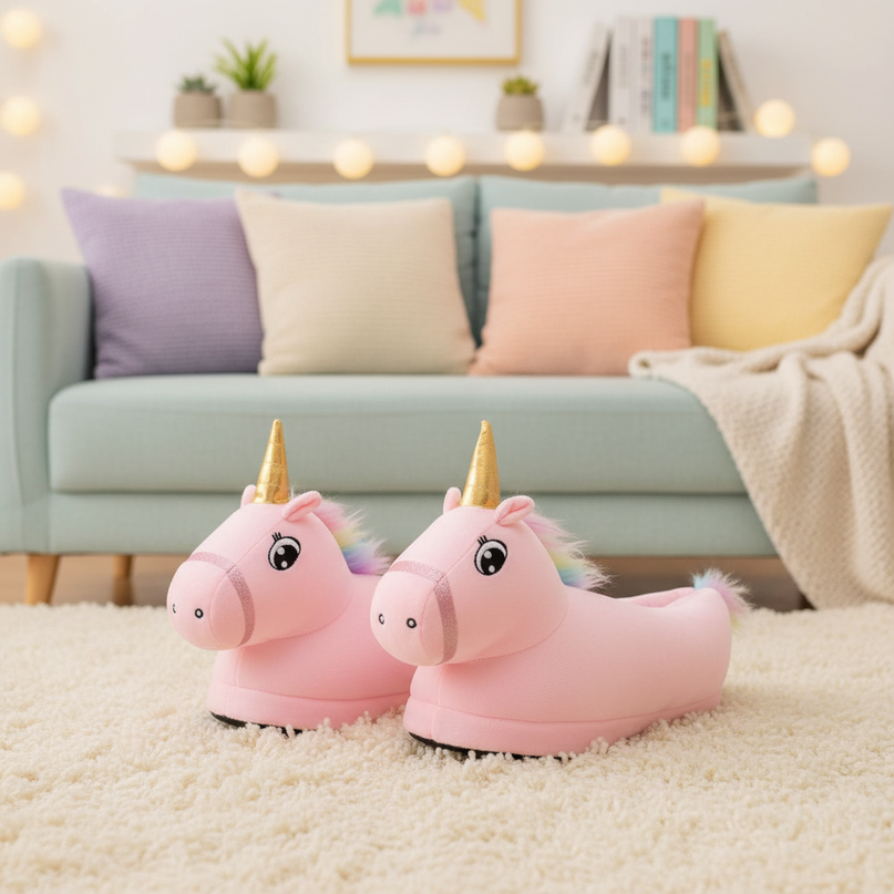 3d unicorn slippers - lifestyle