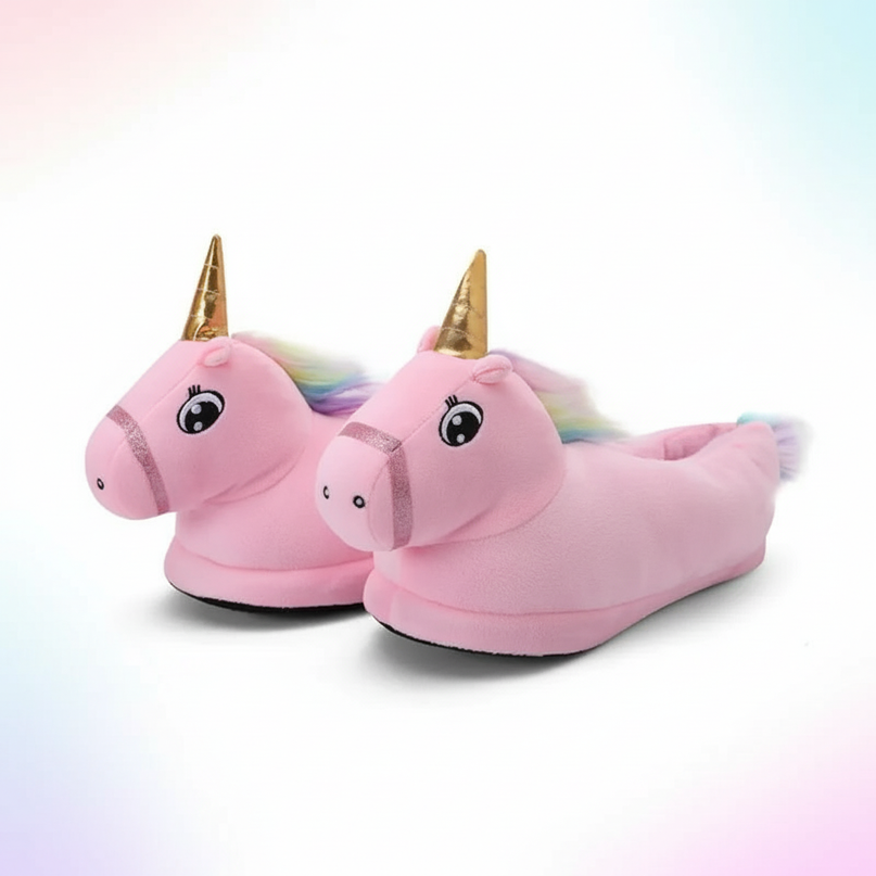 3d unicorn slippers - white-bg