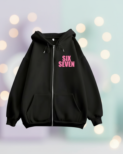 67 unicorn zip hoodie black - lifestyle
