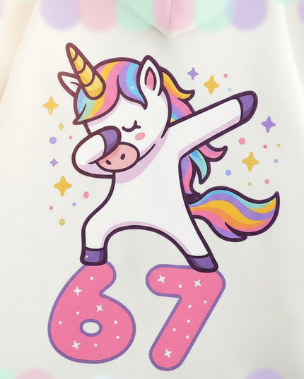 67 unicorn zip hoodie white - detail