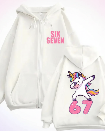 67 unicorn zip hoodie white - white-bg