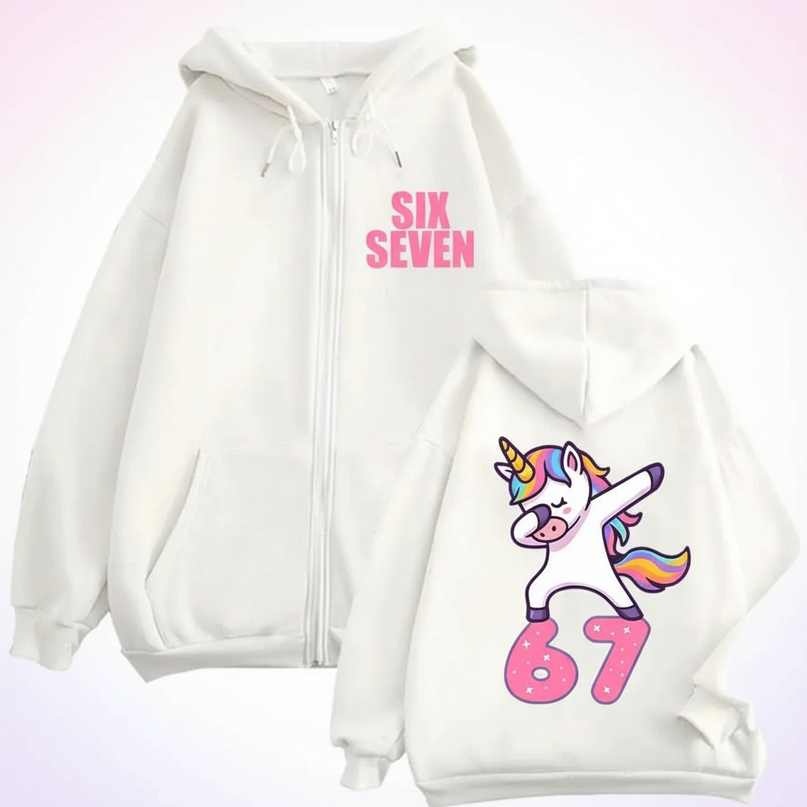 67 unicorn zip hoodie white - white-bg