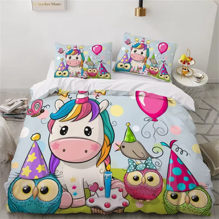 Owl Balloon Party Unicorn Bedding