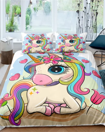 Cartoon Sitting Unicorn Bedding