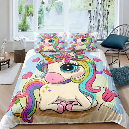 Cartoon Sitting Unicorn Bedding
