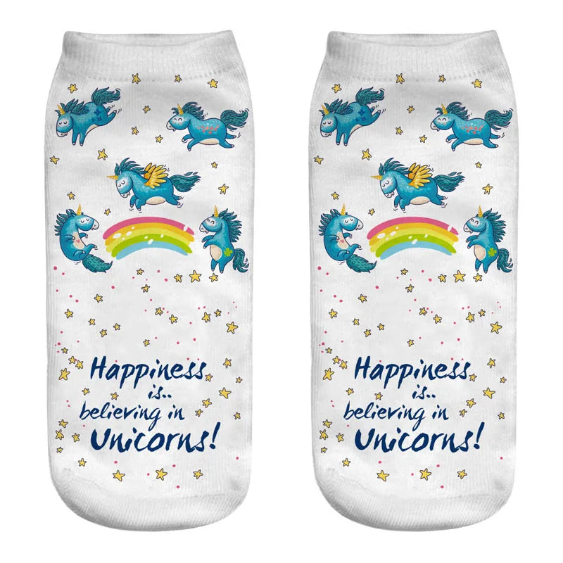 Happiness Unicorn Quote Socks