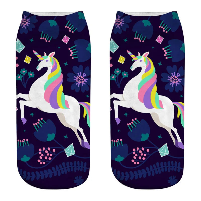 Men's Dark Navy Unicorn Ankle Socks