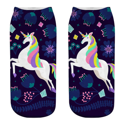Men's Dark Navy Unicorn Ankle Socks