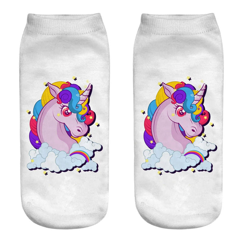 Cartoon Unicorn Head Ankle Socks