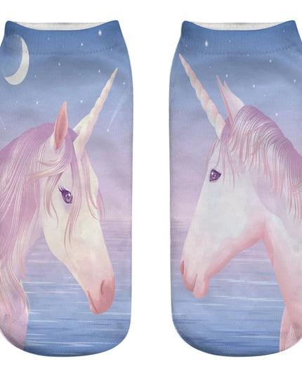 Rainbow Mane Unicorn Ankle Socks