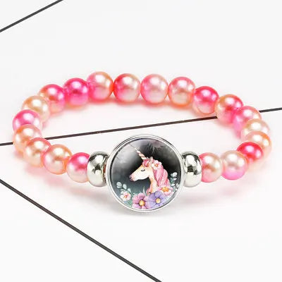 Pink Beaded Unicorn Bracelet