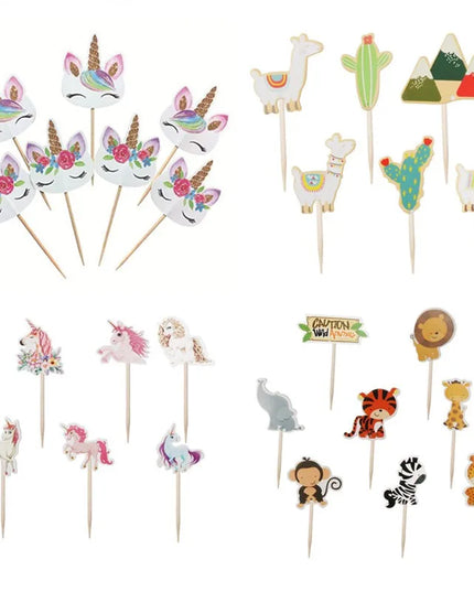 Floral Unicorn Cupcake Toppers Set