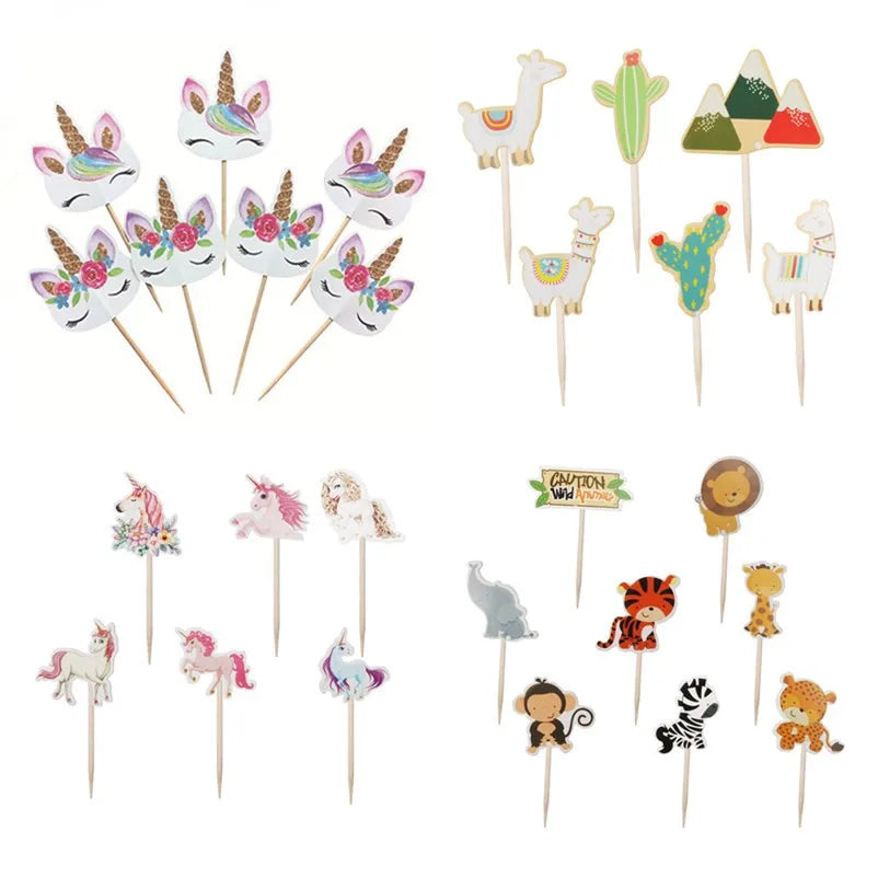 Floral Unicorn Cupcake Toppers Set