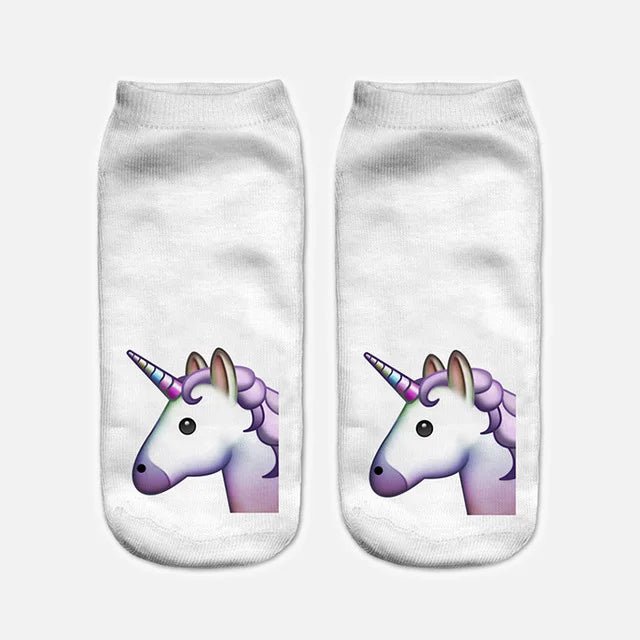 Clean Multicolor Unicorn Emoji Socks