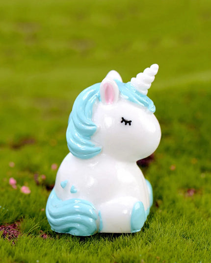Blue Sitting Unicorn Clay Figurine