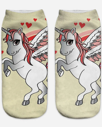 Winged Unicorn Socks with Hearts