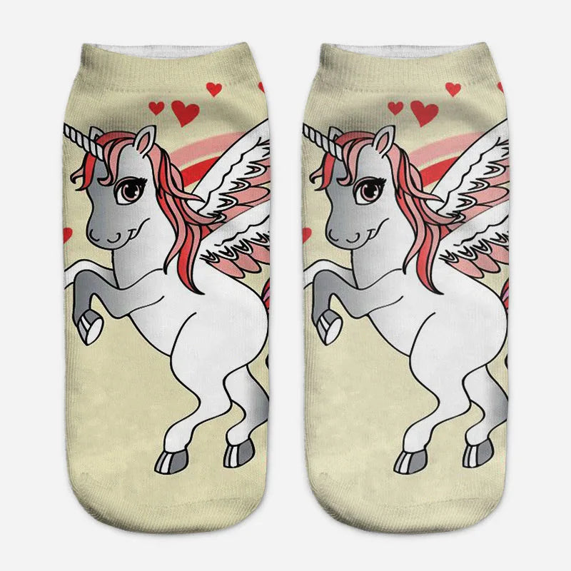 Winged Unicorn Socks with Hearts