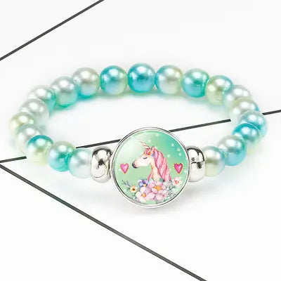 Teal Unicorn Stretch Bracelet