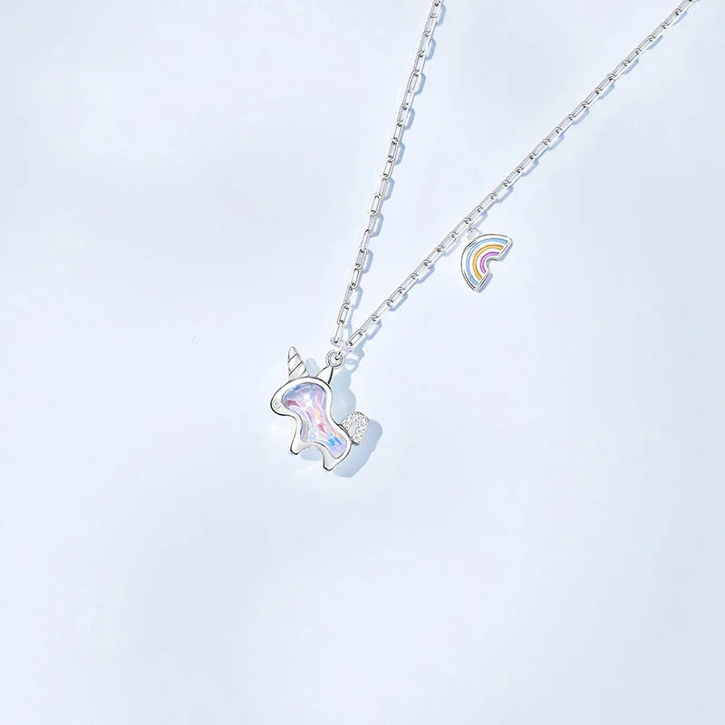 Sterling Silver Crystal Unicorn Necklace