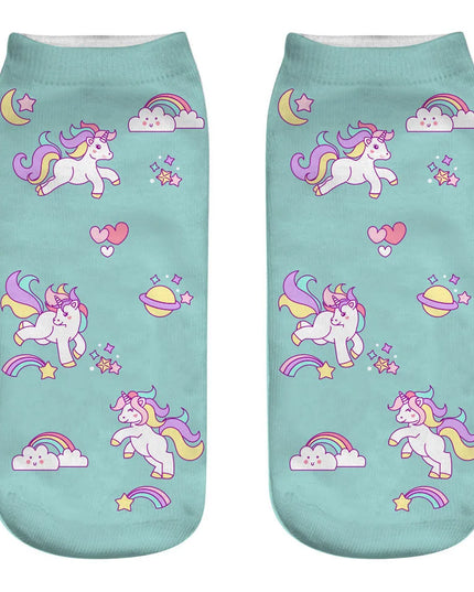 Rainbow Mane Unicorn Ankle Socks