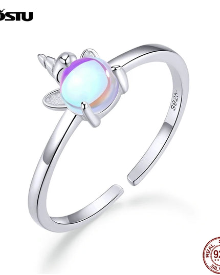 925 Opal Unicorn Open Ring