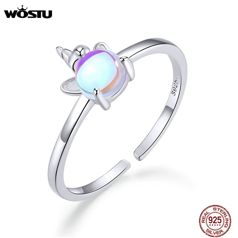 925 Opal Unicorn Open Ring