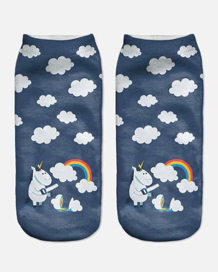 Clean Multicolor Unicorn Emoji Socks