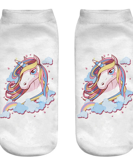 Rainbow Mane Unicorn Ankle Socks