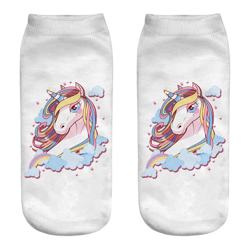 Rainbow Mane Unicorn Ankle Socks