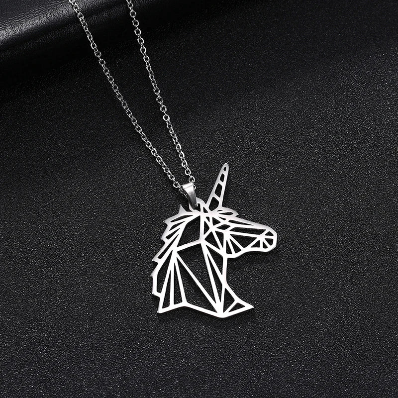 Origami Geometric Unicorn Necklace