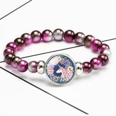 Coral Pearl Unicorn Bracelet