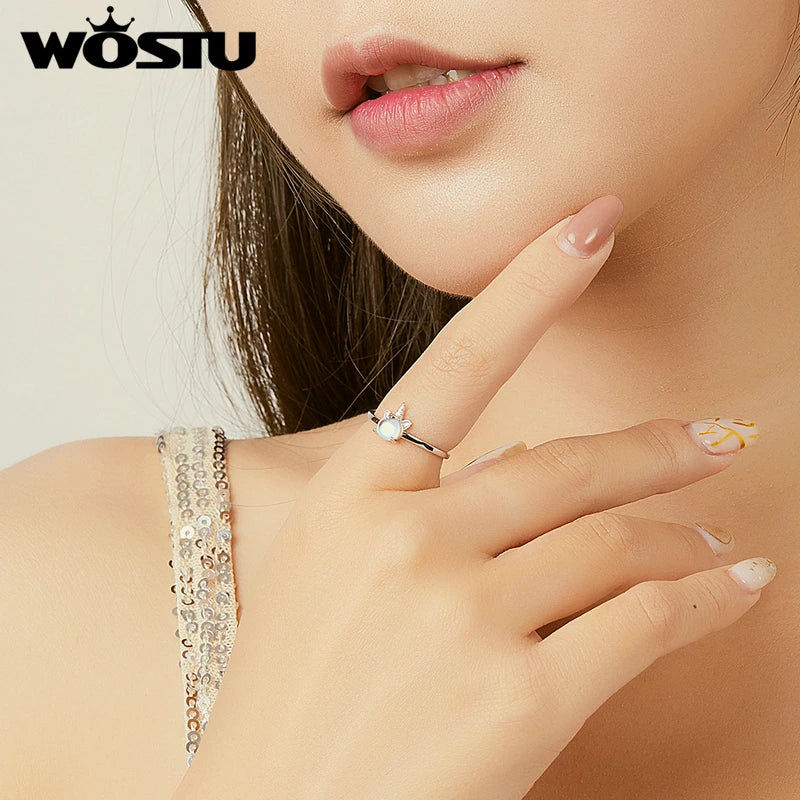 925 Opal Unicorn Open Ring
